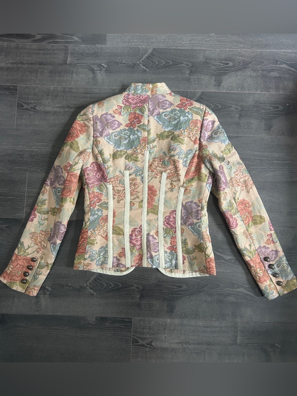 Mario Serrani Tapestry Floral Military Jacket Whimsigoth Victorian Blazer 4 - Picture 2 of 10